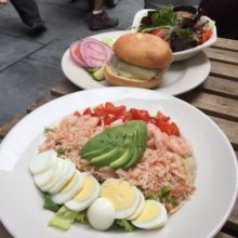 Gluten-free salad and burger from The Dubliner